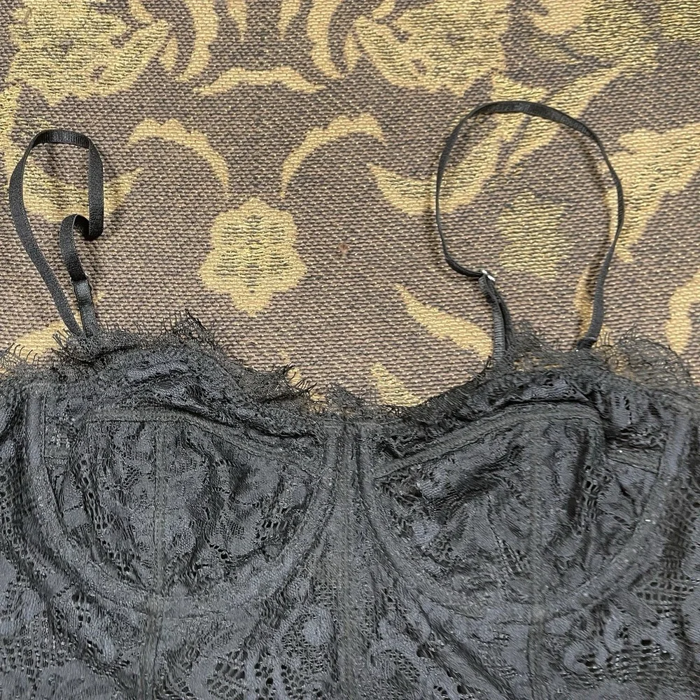 Intimately Free People Lace Corset Top Women XS Boned Underwire Black FP82422